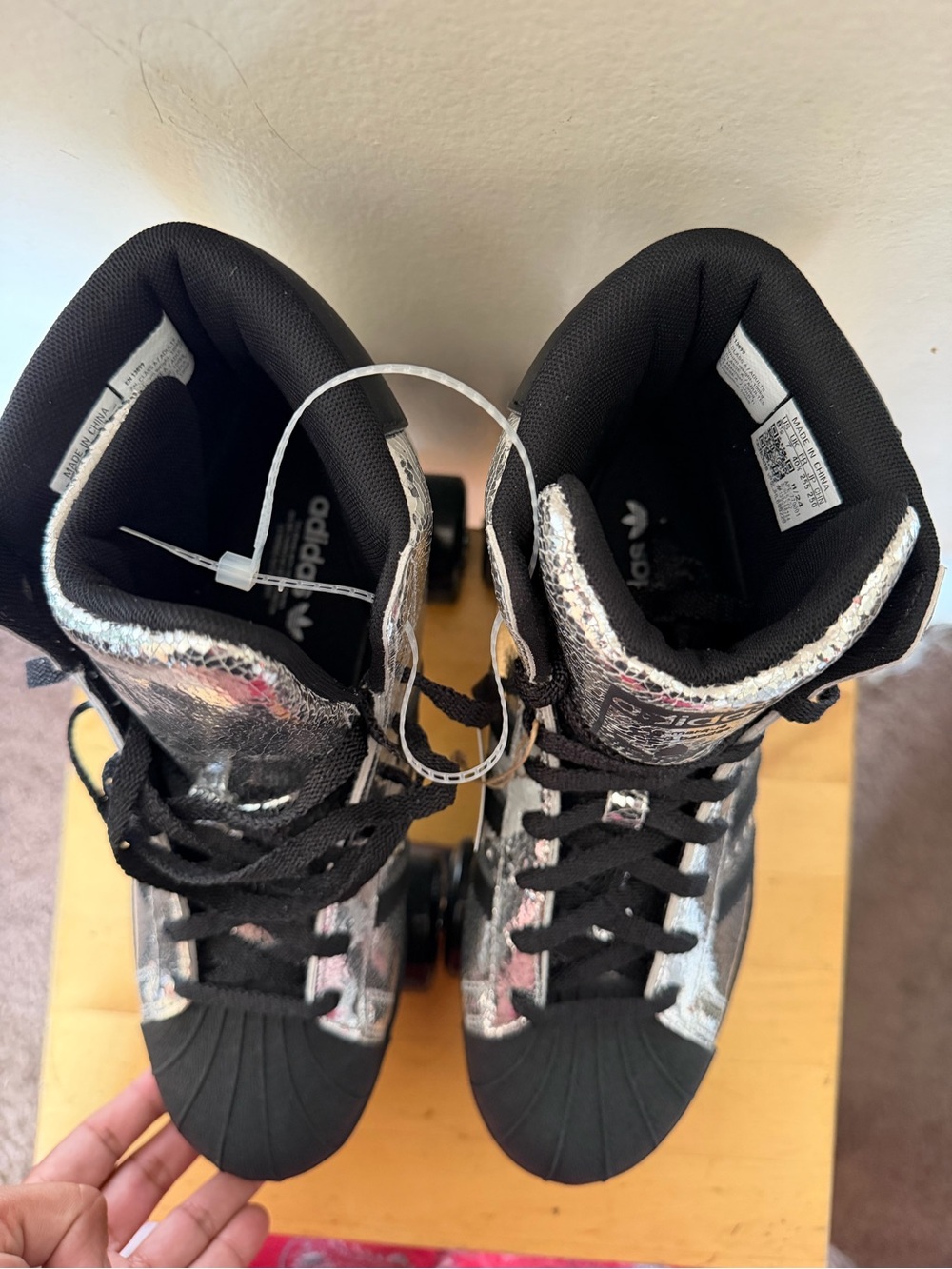 Adidas Silver and Black High-Top Roller Skate Sneakers - Picture 6 of 9